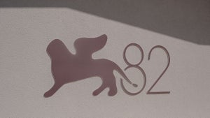 The logo for the 82nd Venice International Film Festival was designed at the Lido di Venezia on August 22, 2025 in Venice, Italy. The 82nd Venice International Film Festival is organized by La Biennale di Venezia and will take place at the Lido di Venezia from August 27 to September 6, 2025 (Credit: Stefano Mazzola/Getty Images)