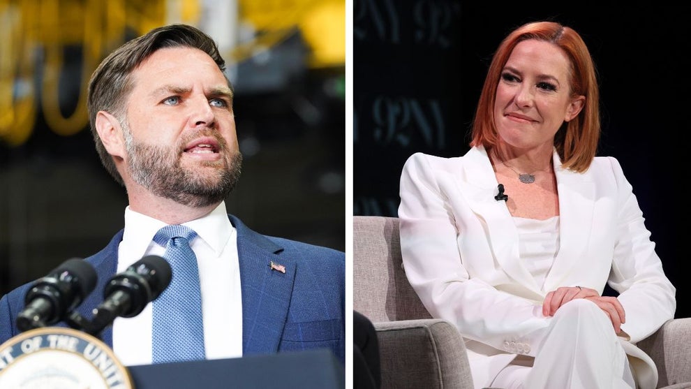 JD Vance (Credit: Megan Varner/Getty Images) and Jen Psaki (Credit: Dia Dipasupil/Getty Images)