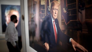 President Donald Trump's portrait hangs in the Smithsonian Institute's National Portrait Gallery in Washington, D.C. (Credit: Win McNamee/Getty Images)