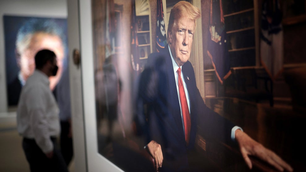 President Donald Trump's portrait hangs in the Smithsonian Institute's National Portrait Gallery in Washington, D.C. (Credit: Win McNamee/Getty Images)