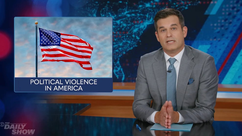 Michael Kosta hosting the Sept. 11, 2025 edition of "The Daily Show" (Comedy Central)