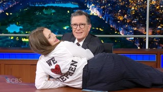 Drew Barrymore Recreates Famous David Letterman Stunt With Stephen Colbert: ‘You Want Me to Do a Little Dance for You?’ | Video