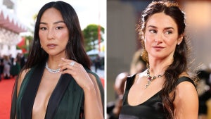 Greta Lee and Shailene Woodley attend red carpet premieres for "A House of Dynamite" and "Jay Kelly" at the 82nd Venice International Film Festival. (Source: Pascal Le Segretain/Theo Wargo/Getty Images)
