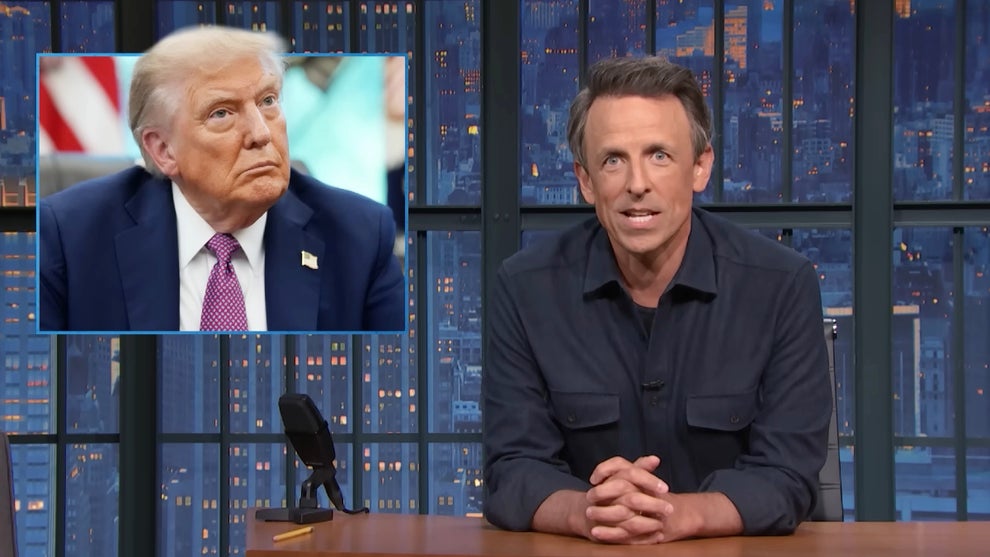 Seth Meyers hosting the September 8, 2025 edition of "Late Night With Seth Meyers" (NBC)