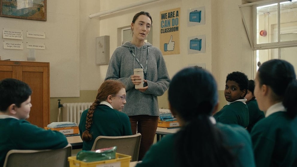 Saoirse Ronan as Maria teaching a class in a still from Jonatan Etzler's Bad Apples.