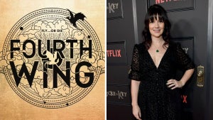 "Fourth Wing" (Credit: Entangled Publishing/Red Tower Books) and Meredith Averill (Credit: Emma McIntyre/Getty Images for Netflix)