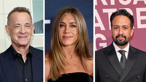 Tom Hanks, Jennifer Anniston and Lin Manuel Miranda