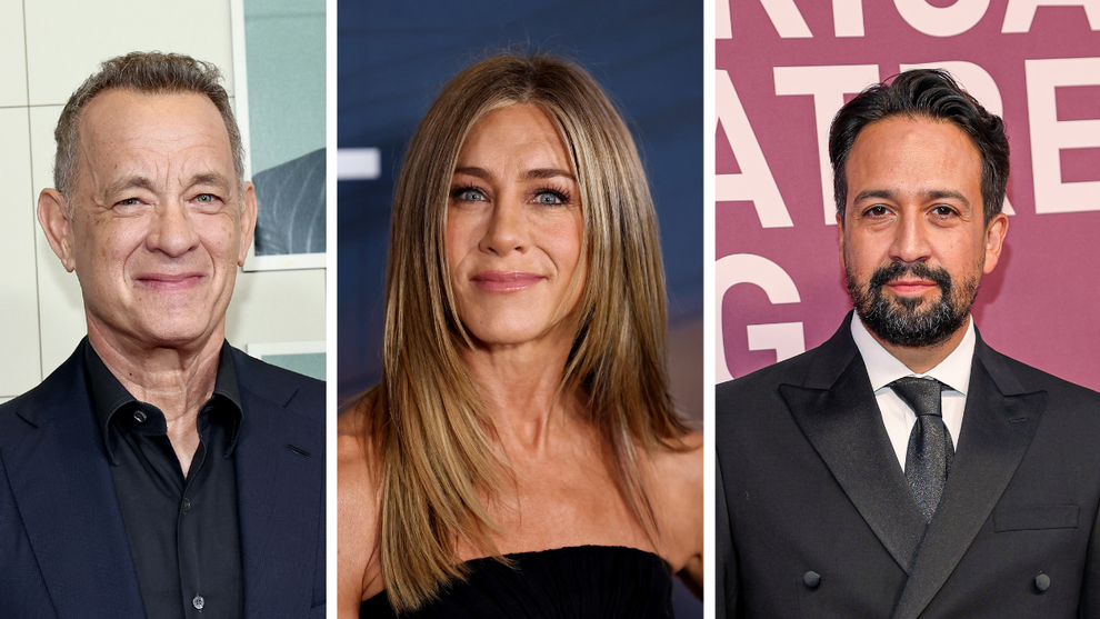 Tom Hanks, Jennifer Anniston and Lin Manuel Miranda