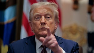 U.S. President Donald Trump calls on a reporter during a cabinet meeting with members of his administration in the Cabinet Room of the White House on August 26, 2025 in Washington, DC.