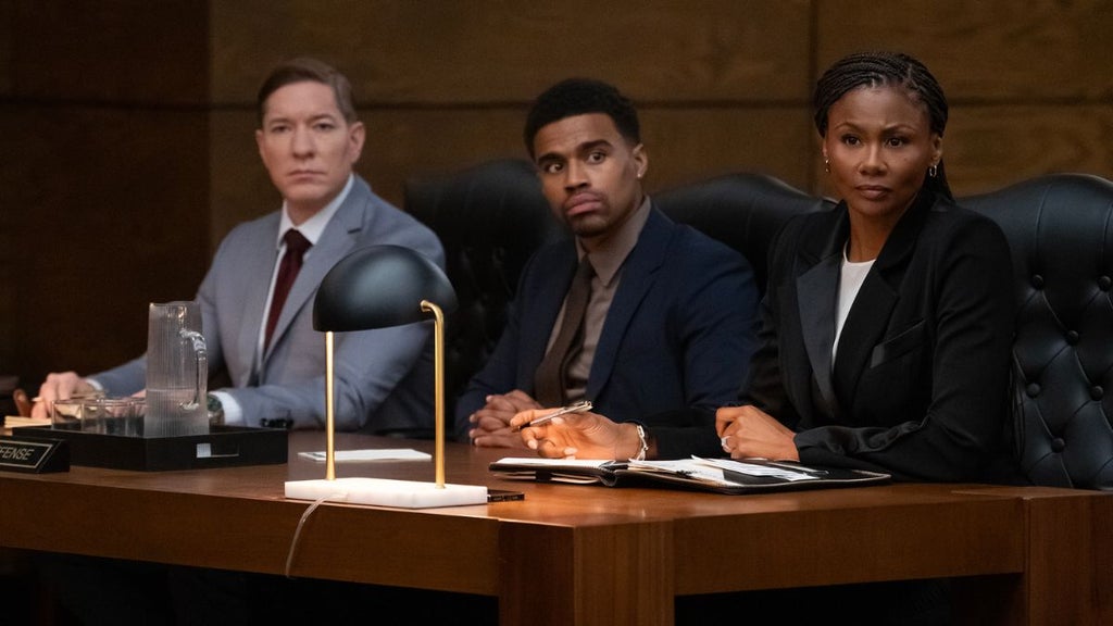 Joseph Sikora as Bill Sterling, Kyle Bary as Ozzie Edwards and Emayatzy Corinealdi as Jax Stewart in "Reasonable Doubt" Season 3 (Hulu/Disney)