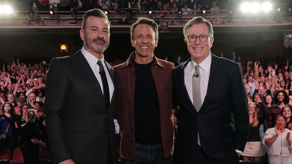 Jimmy Kimmel, Seth Meyers and Stephen Colbert (Instagram: @jimmykimmel,@jimmykimmellive and @stephenathome)