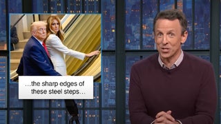 Seth Meyers Mocks Trump Fans for Touting Him as ‘Toughest’ Guy, but Clutching Pearls Over Potential Escalator Injuries | Video