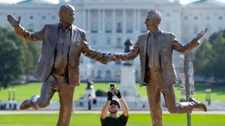 Stephen Colbert Says Trump-Epstein Statue on National Mall Wasn’t ‘Realistic’: ‘Trump Can’t Stand on One Leg!’ | Video