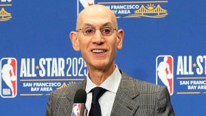 NBA Commissioner Adam Silver speaks to media at a press conference during 2025 NBA All-Star Weekend at Chase Center on February 15, 2025 in San Francisco, California. (Thearon W. Henderson/Getty Images)