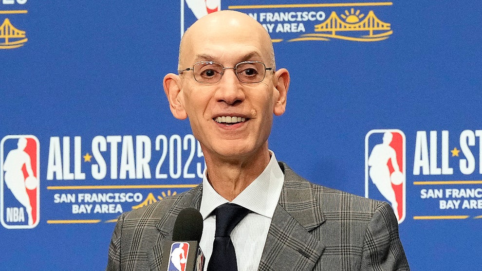NBA Commissioner Adam Silver speaks to media at a press conference during 2025 NBA All-Star Weekend at Chase Center on February 15, 2025 in San Francisco, California. (Thearon W. Henderson/Getty Images)