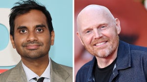 Aziz Ansari and Bill Burr are among the comedians who defended perfoming at the Riyadh Comedy Festival in Saudi Arabia. (Getty Images)