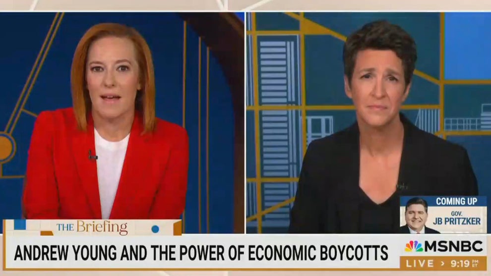 Jen Psaki and Rachel Maddow on the Oct. 16, 2025 edition of "The Briefing" (Credit: MSNBC)