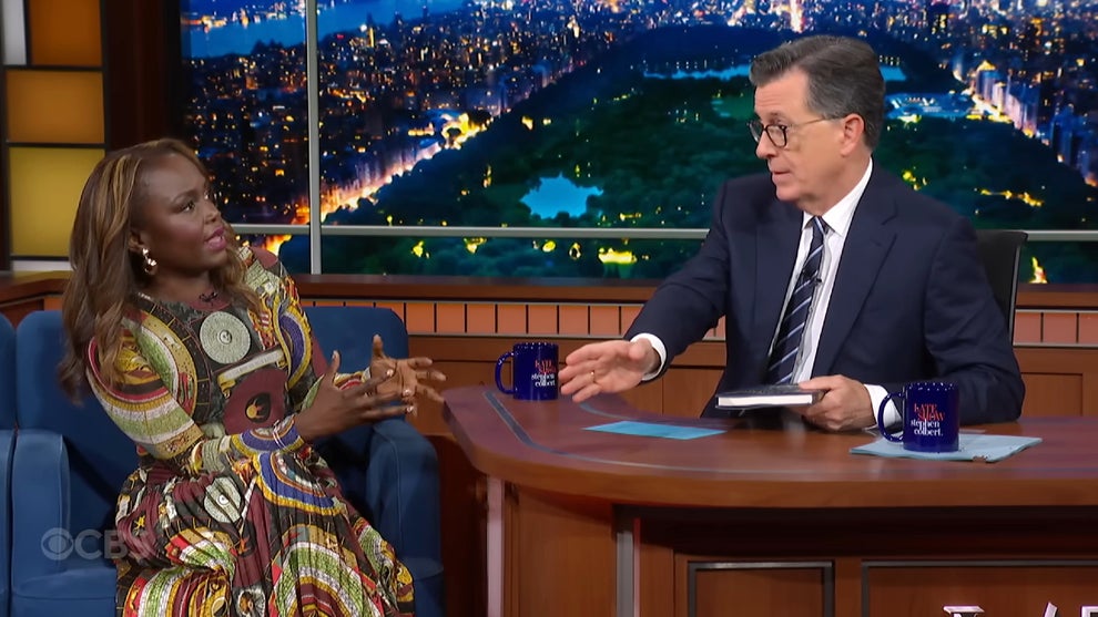 Former White House Press Secretary Karine Jean-Pierre on the Oct. 20, 2025 edition of "The Late Show with Stephen Colbert" (CBS)