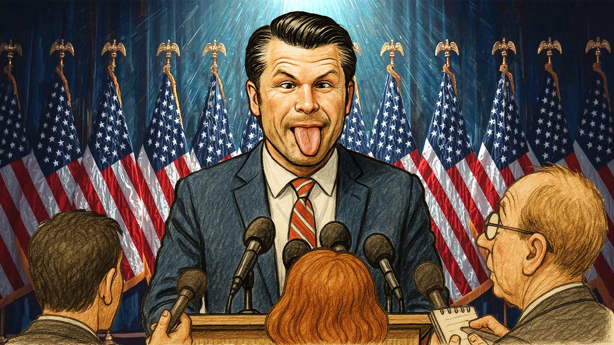Secretary of War Pete Hegseth (by Chris Smith with AI / ChatGPT / Envato for TheWrap)