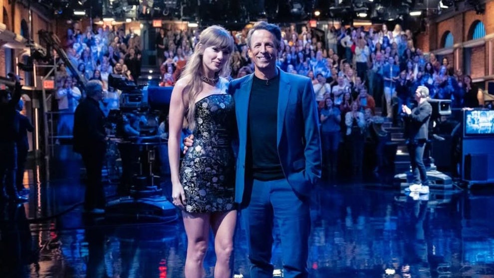 Taylor Swift and Seth Meyers on "Late Night With Seth Meyers" (Credit: Instagram/sethmeyers)
