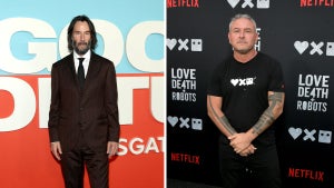 Keanu Reeves (Credit: Arturo Holmes/WireImage) and Tim Miller (Credit by Charley Gallay/Getty Images for Netflix)