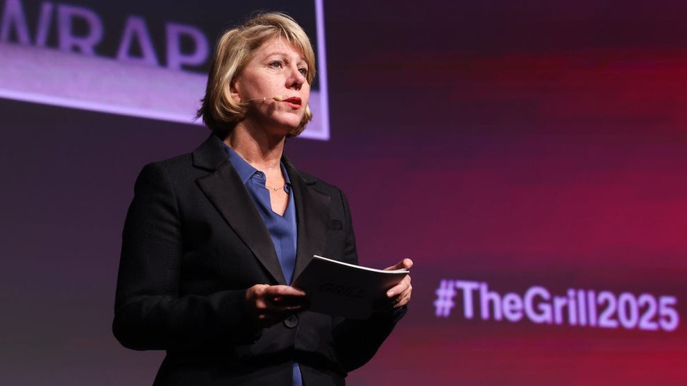 TheWrap Founder, CEO and Editor-in-Chief Sharon Waxman speaks at TheGrill 2025 at The Directors Guild of America. (Credit: Randy Shropshire for TheWrap)