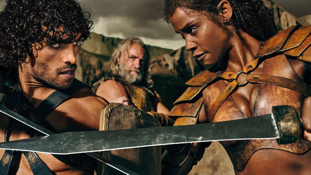 Jordi Webber, Graham McTavish and Tenika Davis in "Spartacus: House of Ashur"