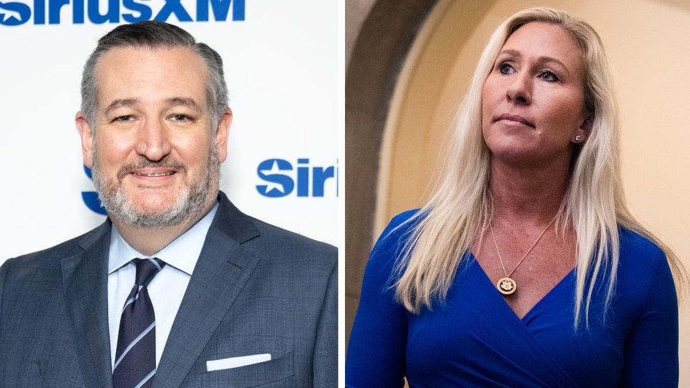 Sen. Ted Cruz (R-Tex.) and Rep. Marjorie Taylor Greene (R-Ga.) (Getty Images)