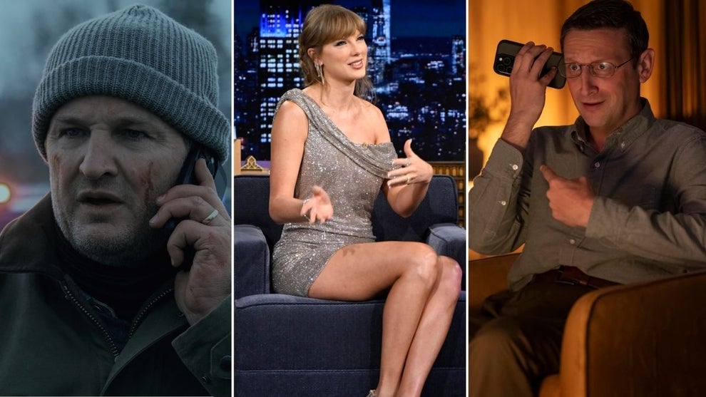 Left to right: “The Last Frontier” (Apple TV+), Taylor Swift on “The Tonight Show Starring Jimmy Fallon” (Todd Owyoung/NBC) and “The Chair Company” (Sarah Shatz/HBO)