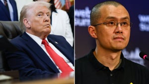 Left: U.S. President Donald Trump (Credit: Kevin Dietsch/Getty Images), Right: Former Binance CEO Changpeng Zhao (Credit: Ben McShane/Sportsfile for Web Summit via Getty Images)