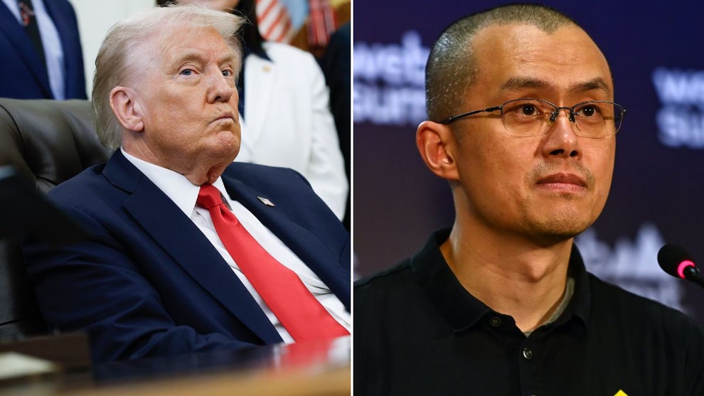 Left: U.S. President Donald Trump (Credit: Kevin Dietsch/Getty Images), Right: Former Binance CEO Changpeng Zhao (Credit: Ben McShane/Sportsfile for Web Summit via Getty Images)