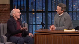 Larry David Applauds Seth Meyers for Asking a Good Question: ‘You’re Getting a Lot Better at This’ | Video