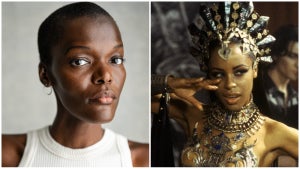 Sheila Atim (Credit: AMC) and Aaliyah in "Queen of the Damned" (Credit: Warner Bros.)