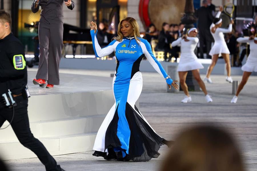 Serena Williams walks the runway during Vogue World: Paris at Place Vendôme on June 23, 2024. Source: Getty