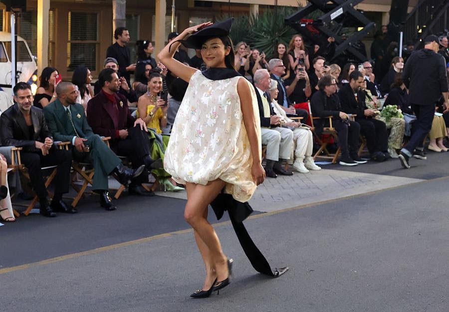 Greta Lee walks the runway during Vogue World: Hollywood 2025 at Paramount Studios on Oct. 26, 2025 in Los Angeles, California. Source: Getty