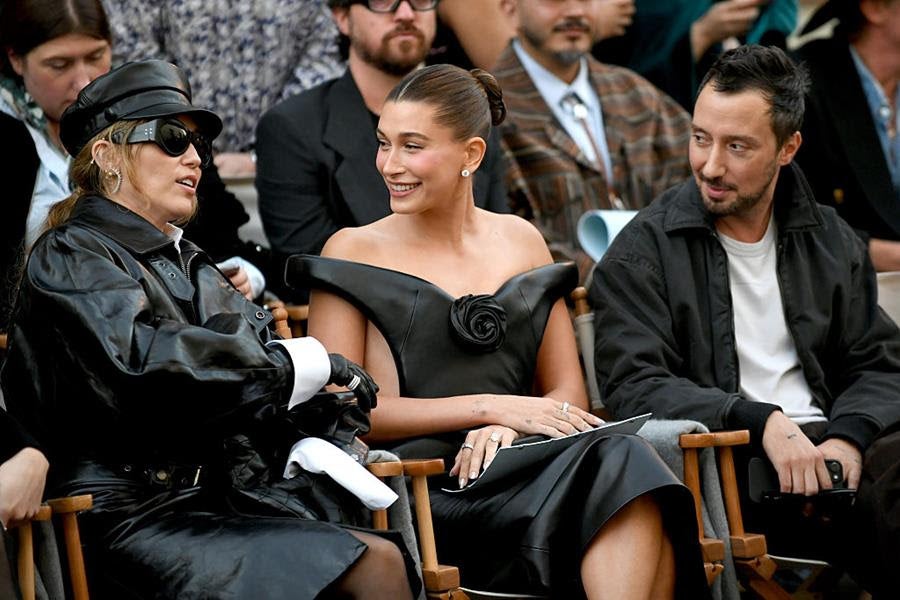 Miley Cyrus, Hailey Bieber and Anthony Vaccarello attend Vogue World: Hollywood 2025 at Paramount Studios on Oct. 26, 2025 in Los Angeles, California. Source: Getty
