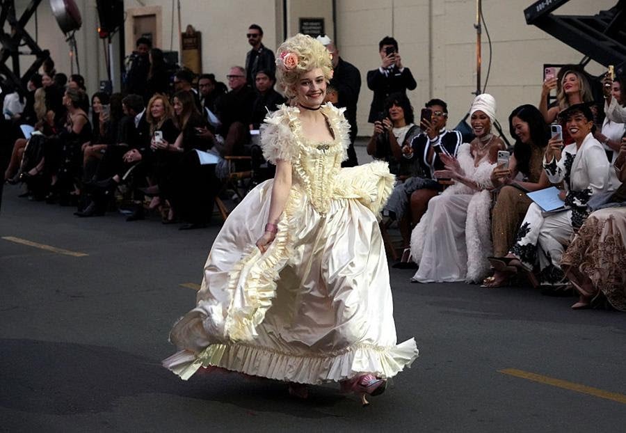 Julia Garner walks the runway at Vogue World. Source: Getty