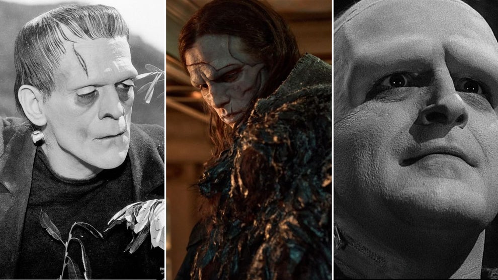 Left to right: Boris Karloff in “Frankenstein” (Universal Pictures), Jacob Elordi in Guillermo del Toro’s “Frankenstein” (Ken Woroner/Netflix) and Peter Boyle in “Young Frankenstein” (20th Century Fox)