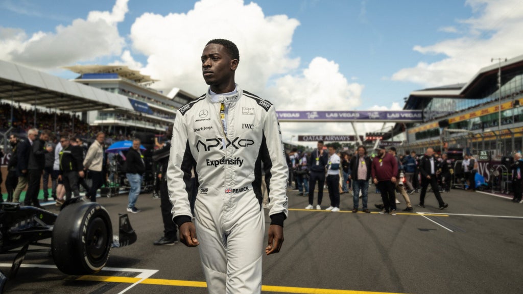 Damson Idris on the racetrack in "F1"