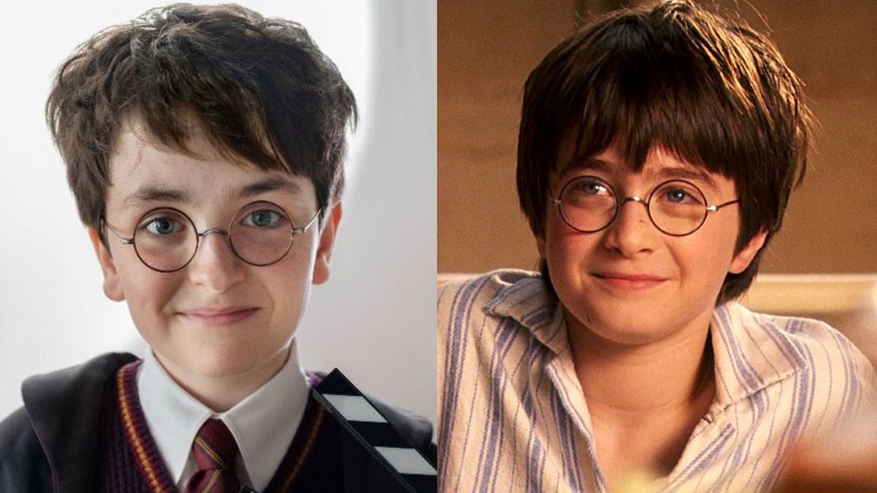 Dominic McLaughlin (Left) and Daniel Radcliffe (Right) as Harry Potter