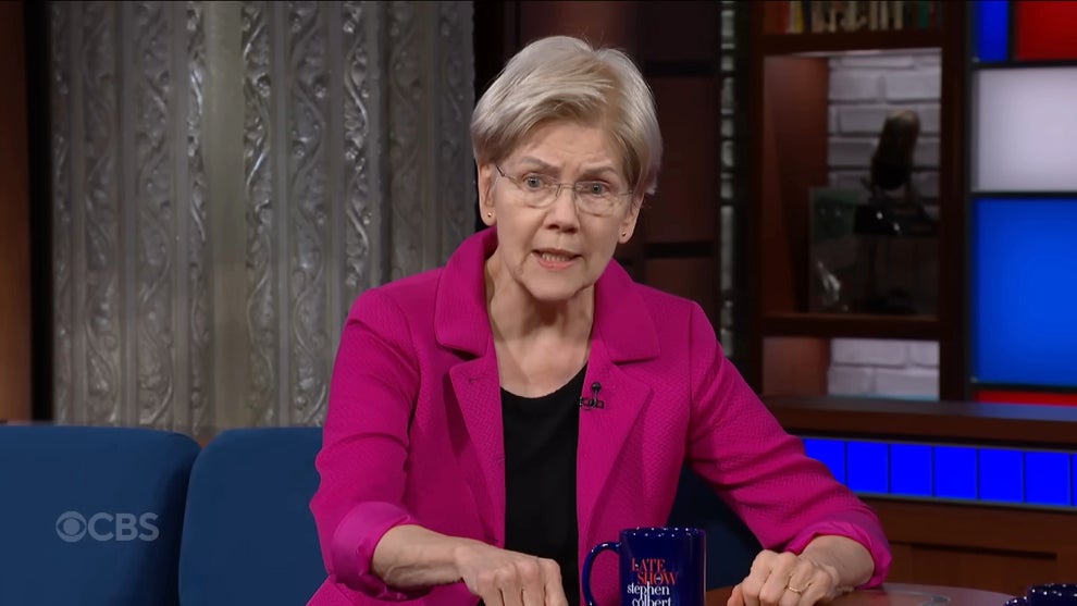 Elizabeth Warren on the Nov. 20, 2025 edition of "The Late Show with Stephen Colbert" (CBS)