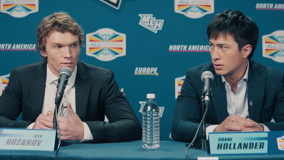 Hudson Williams and Connor Storrie in "Heated Rivalry" (Credit: Crave)