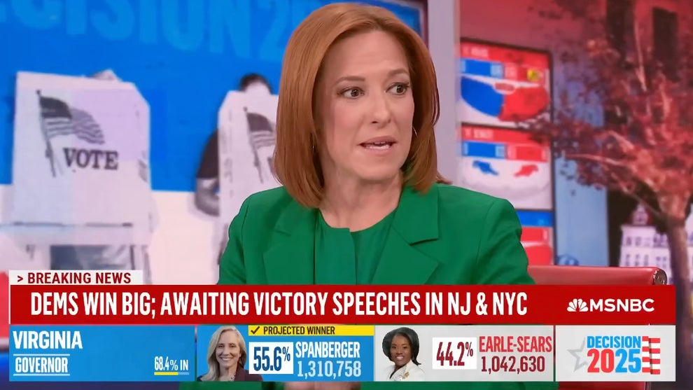 Jen Psaki on MSNBC's live coverage of the Nov. 4, 2025 elections (Credit: MSNBC)