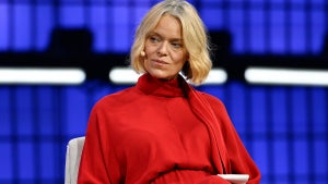 Katherine Maher, CEO of NPR, talks during Web Summit on Nov. 11, 2025 in Lisbon, Portugal. (Getty Images)