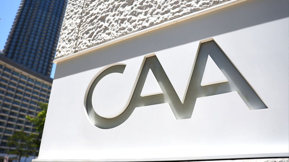The Creative Artists Agency (CAA) logo is displayed outside their headquarters (Credit: Mario Tama/Getty Images)