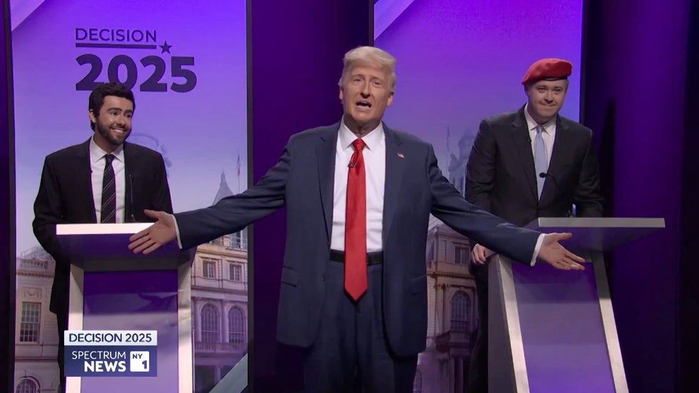Ramy Youssef, James Austin Johnson and Shane Gillis on the Nov. 1, 2025 edition of "Saturday Night Live" (NBC)