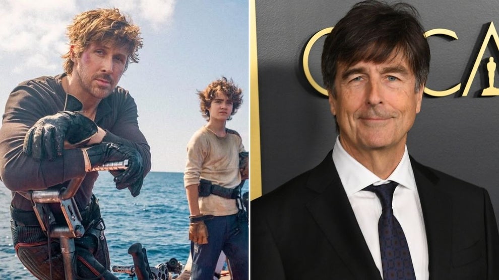 Left: Ryan Gosling and Flynn Gray on the set of “Star Wars: Straighter” (Shawn Levy/Instagram, Right: Composer Thomas Newman (Kevin Winter/Getty Images)