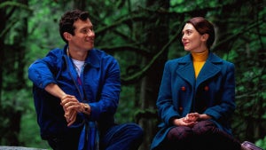 Callum Turner and Elizabeth Olsen in "Eternity" (Credit: A24)