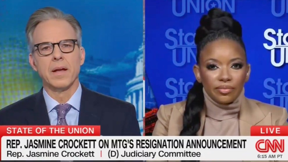 Rep. Jasmine Crockett and Jake Tapper
