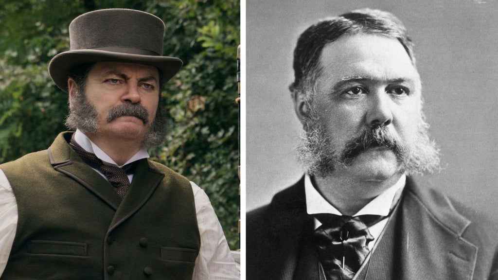 Nick Offerman as Vice President Chester Alan Arthur in "Death by Lightning" (Netflix, Getty Images)
